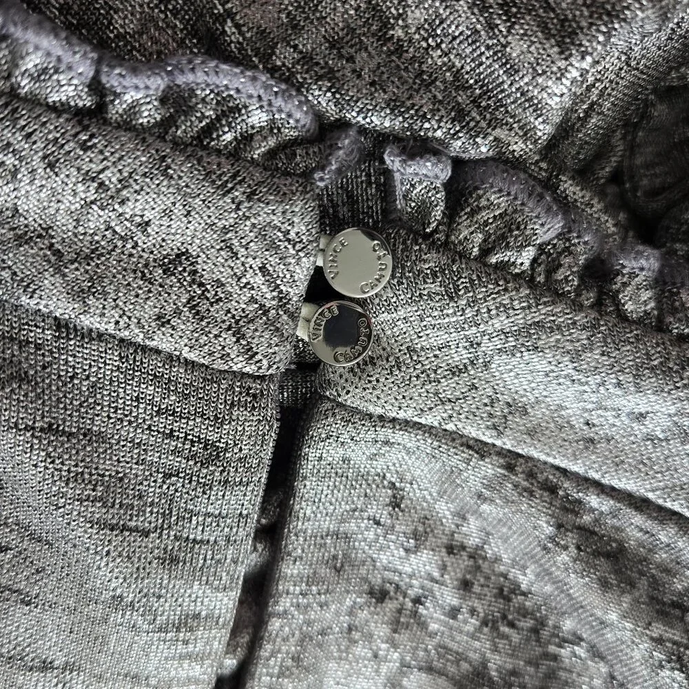 NWT Vince Camuto Metallic Silver Wide Leg Jumpsuit Women Mock Neck Sleeveless 16
